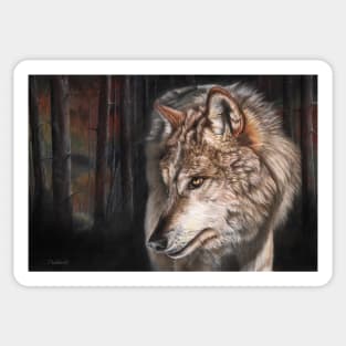 One Star Awake wolf painting Sticker